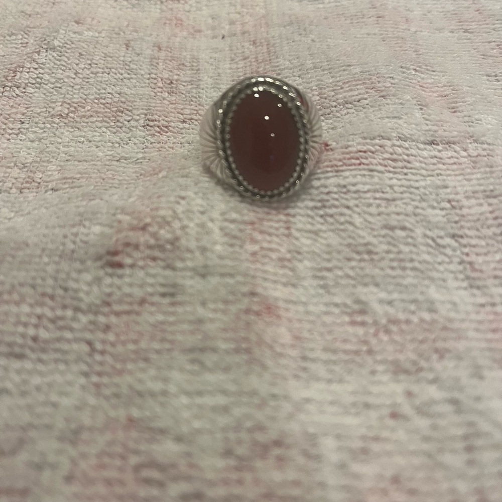 Vintage Sterling Silver Ring with Yemen Red Stone